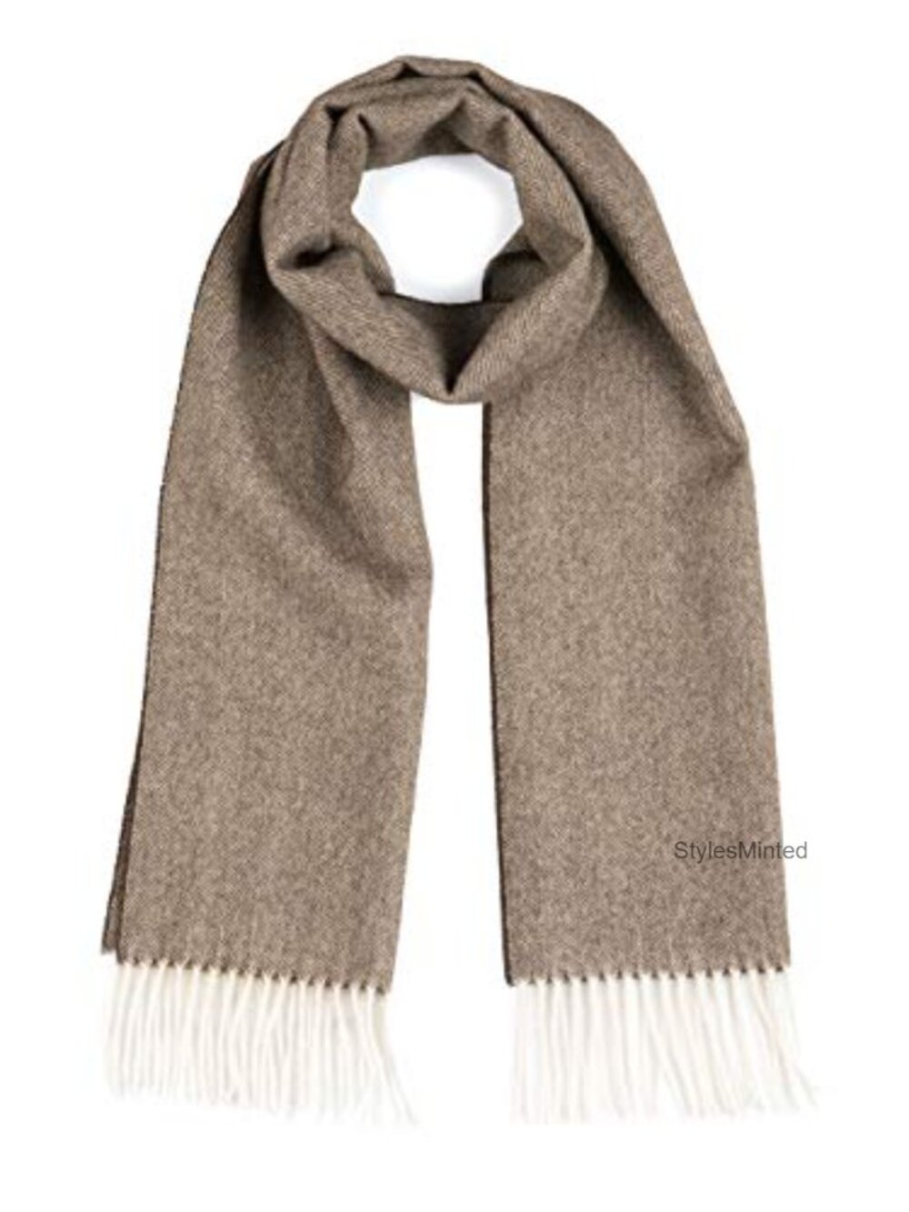 100% Baby Alpaca Herringbone Scarf Hand Rolled Fringe Cold Weather Wrap